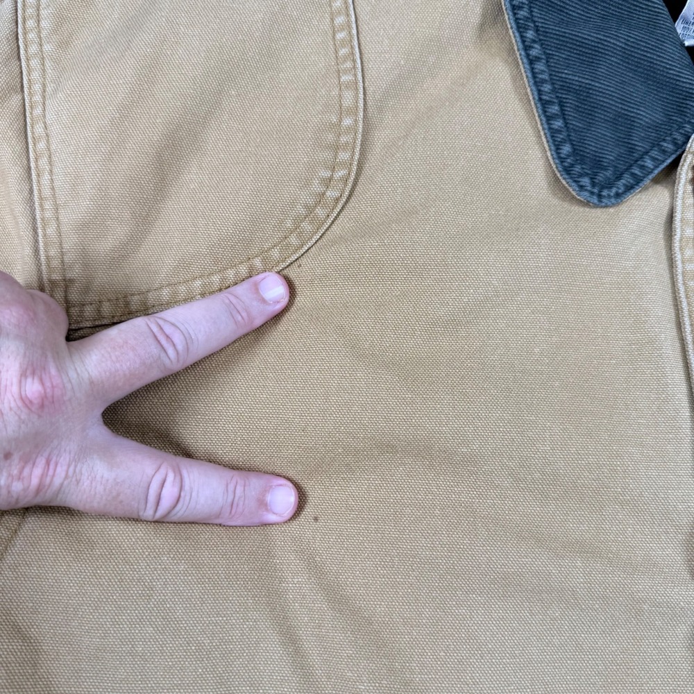 Vintage L.L.Bean Barn Coat Mens Tan Canvas PrimaLoft Lined Corduroy Collar - Picture 15 of 16
